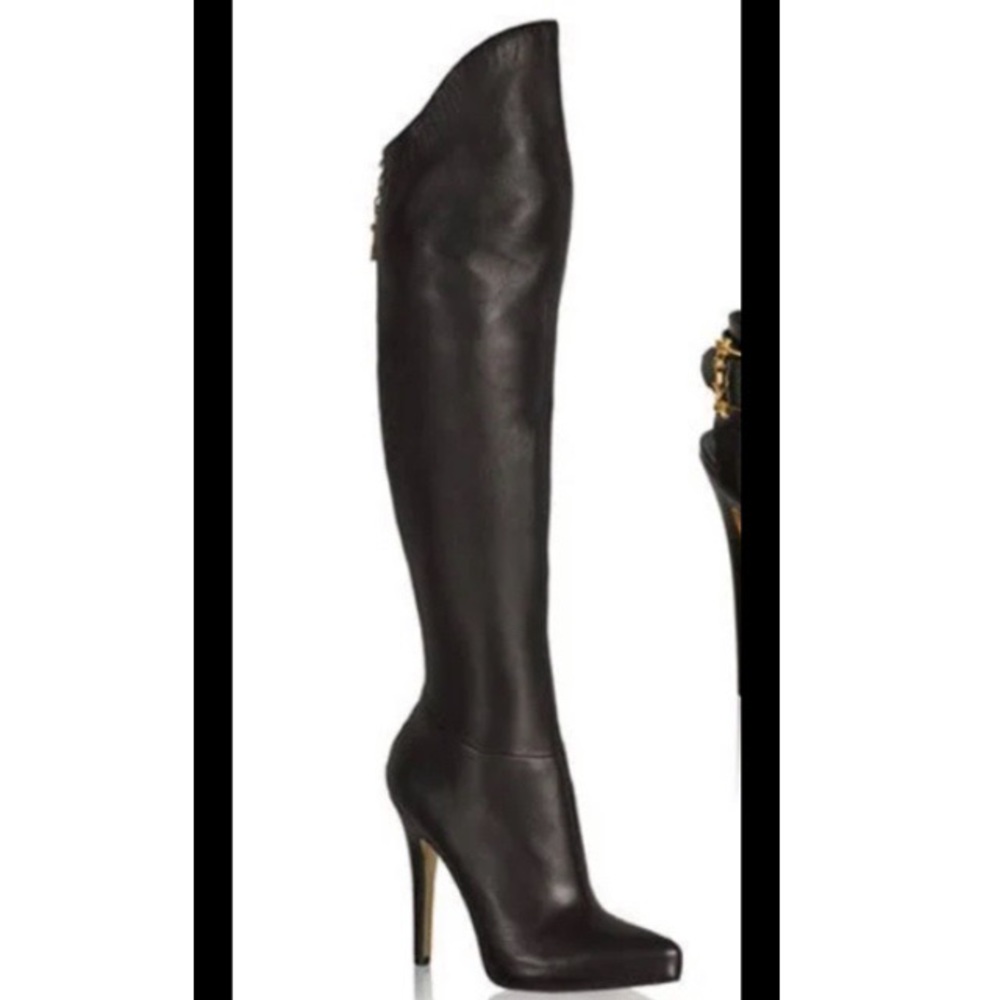 ANNA DELLO RUSSO H&M BLACK LEATHER OTK BOOTS 39